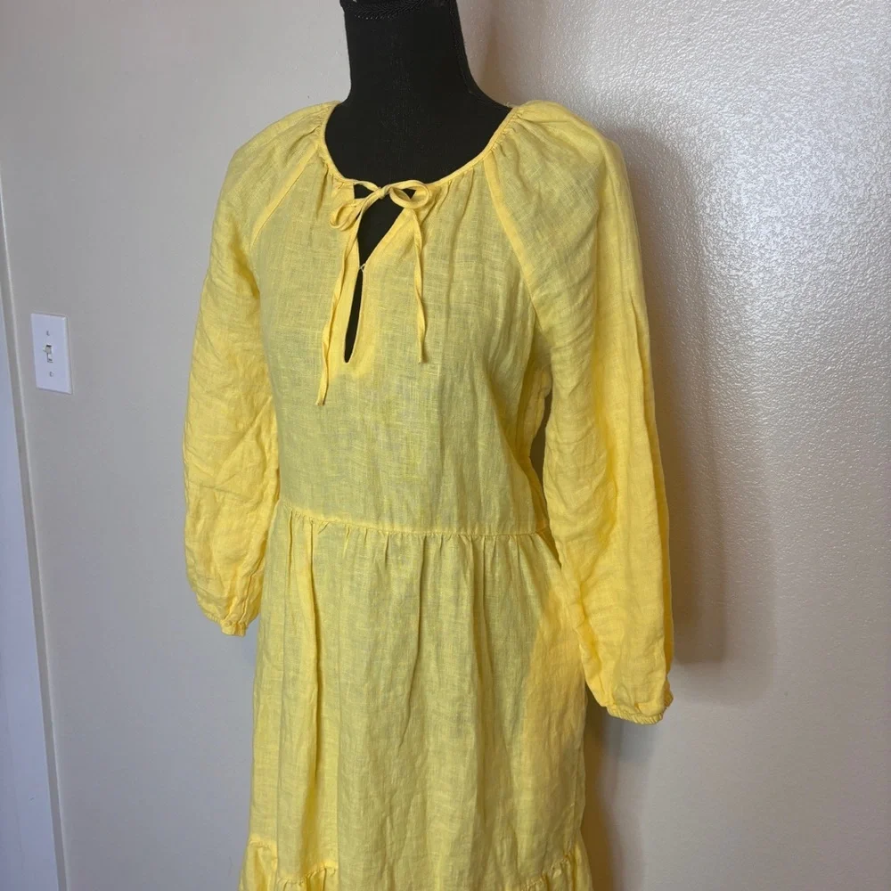 J. Crew 100% Linen Tiered Butter Yellow Dress Size Small XSmall - Picture 3 of 14